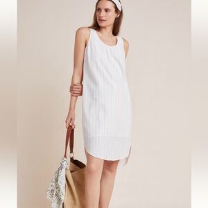 Anthropologie Cloth & Stone Bow-Tied Striped Midi Tunic Dress Neutral Stripe | S